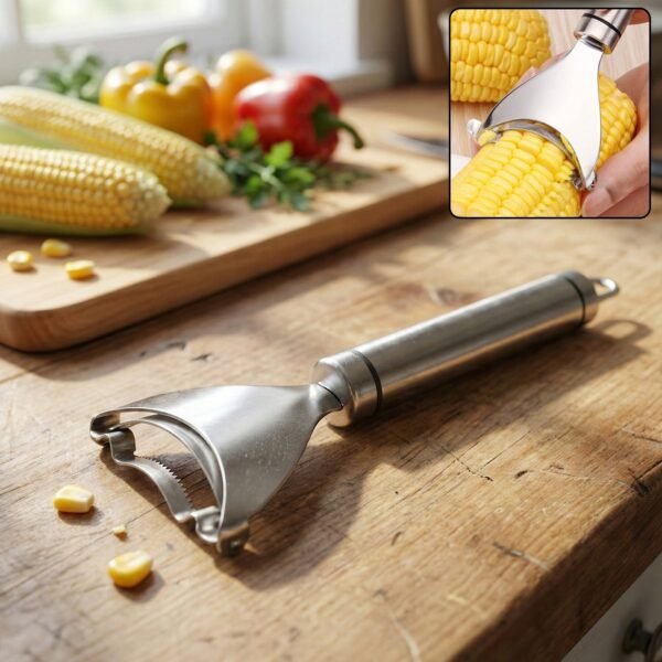 Corncobstripper-WOSKU-01.jpg Stainless Steel Fruit & Vegetable Peeler with Serrated Blade (1 Pc)