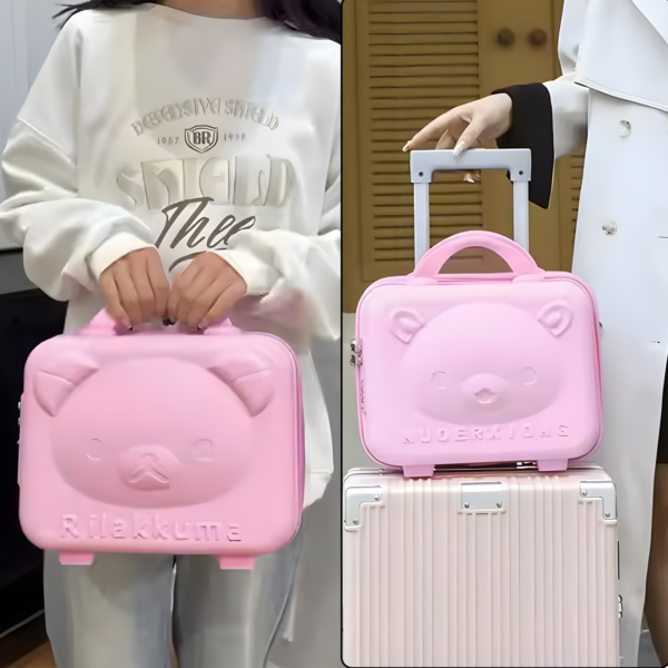 CosmeticBag-05.png 3-Digit Number Lock Kids Bear-Shaped Hard Shell Storage Carry Case with Handle