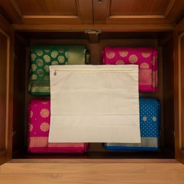 Zip Closure Saree Storage Bag (14.5×16.5 Cm, 1 Pc)