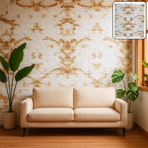 Cream_Brownwallpaper-WOSKU-01.jpg Wallpaper 3D Foam Wallpaper Sticker Panels (78 x 70 Cm / 1 Pc)