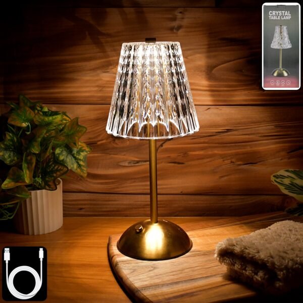 Crystal-Table-Lamp-01.jpg Premium Elegant Shade Crystal Table Lamp (1 Pc)