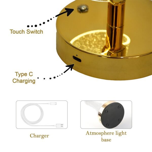 CrystalLamp2-05.jpg Crystal Table Lamp Sparkle Design Golden Base LED Decorative Bedside Lamp
