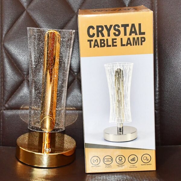 CrystalLamp2-Liveimage.jpg Crystal Table Lamp Sparkle Design Golden Base LED Decorative Bedside Lamp