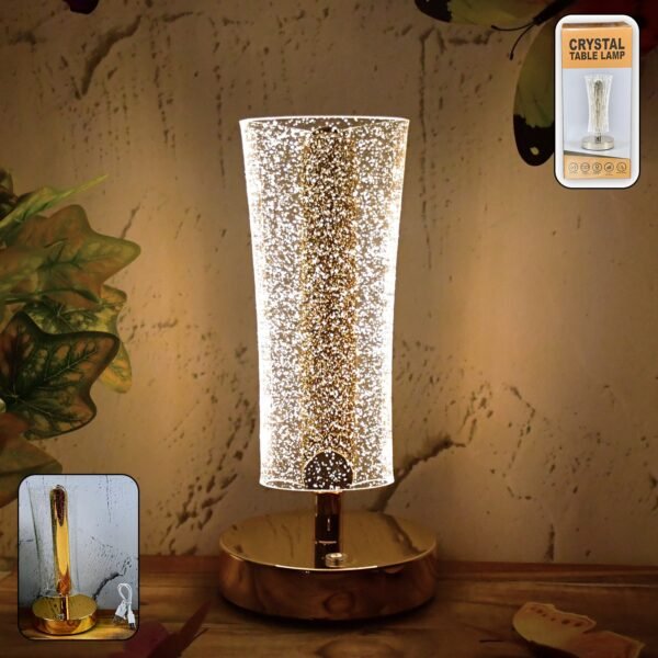 CrystalLamp2-WOSKU-01.jpg Crystal Table Lamp Sparkle Design Golden Base LED Decorative Bedside Lamp