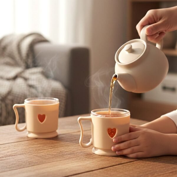 Elegant Heart Design Mini Tea & Coffee Mug Set (100ML, 6 Pc)