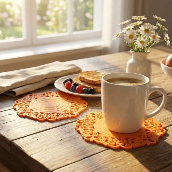 CupCoaster-03.jpg Heat-Resistant Decorative Hot Mat & Cup Coaster Set (10 cm, 2 Pc Set)