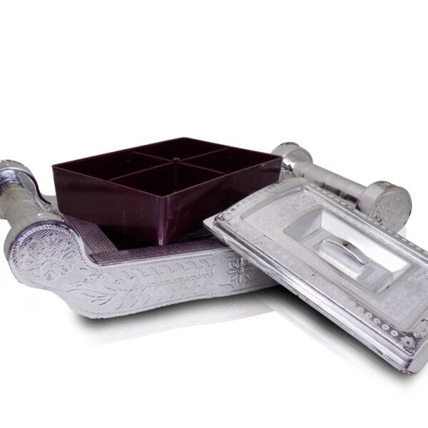 Multipurpose 4 Section Royal Design Silver Storage / Gift Box