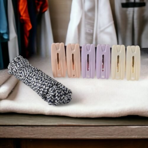 Cloth Drying Rope with Clips – Convenient and Durable Hanging Solution (7 Pc Set)