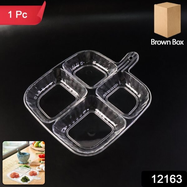Plastic Kitchen Trays for Serving (4 Compartment / 1 Pc)