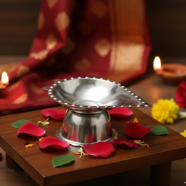 Diya-02_7bc49d47-0909-41eb-bffa-3e9db33e3938.jpg Stainless Steel Diamond Design Agarbatti & Diya Stand (1 Pc)