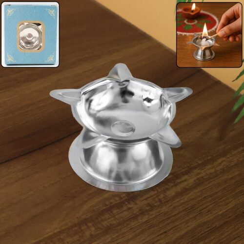 Stainless Steel Lotus Design Diya (1 Pc)