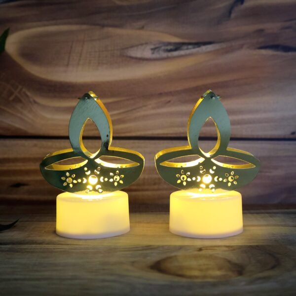 Diyalight-02.jpg Golden Diya Shaped LED Tealight Candles (12 Pc)