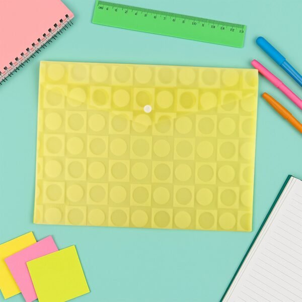 Mix Design A4 Plastic Document Folder with Patterned Button Closure