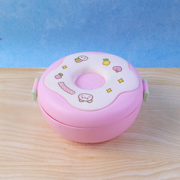 Donut Shaped Double Insulated 3 Compartment Lunch Box (1 Pc / Mix Color)
