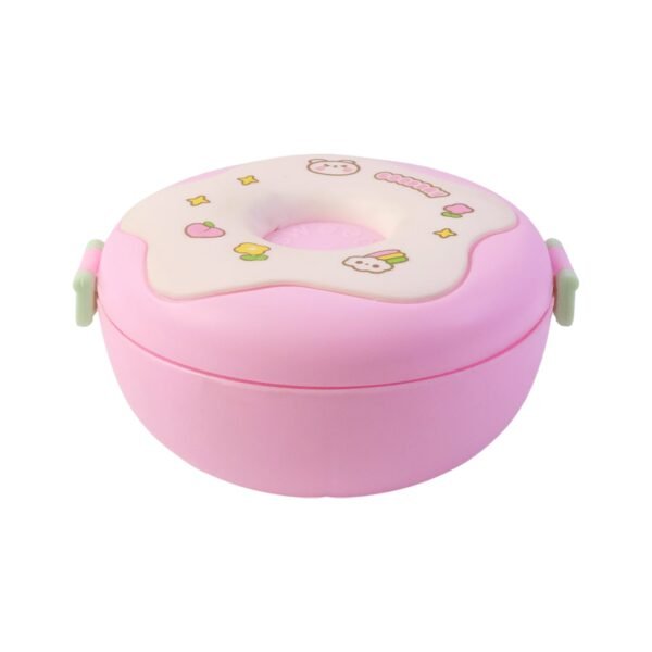 Donut Shaped Double Insulated 3 Compartment Lunch Box (1 Pc / Mix Color)