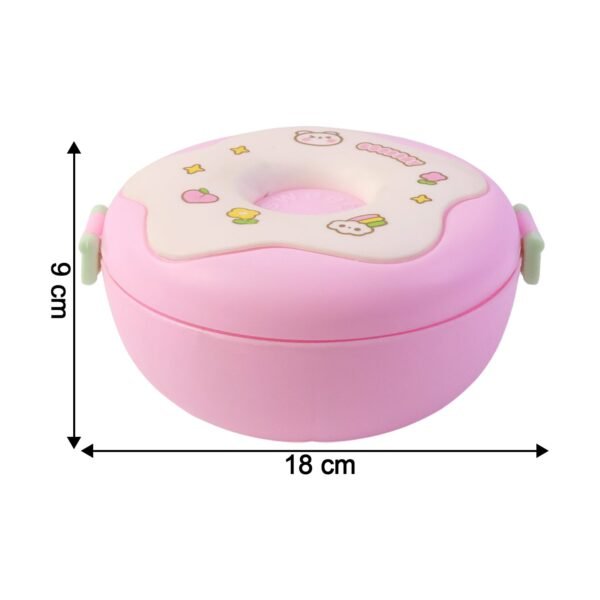 Donut Shaped Double Insulated 3 Compartment Lunch Box (1 Pc / Mix Color)