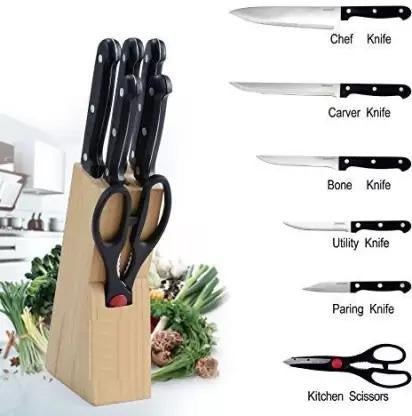 Eeyi8reTZCs4mZjUmZ9TUvYvUsihnUsixDu6pyK4.jpg Kitchen Knife Set with Wooden Block and Scissors, Chhari (5 pcs, Black)