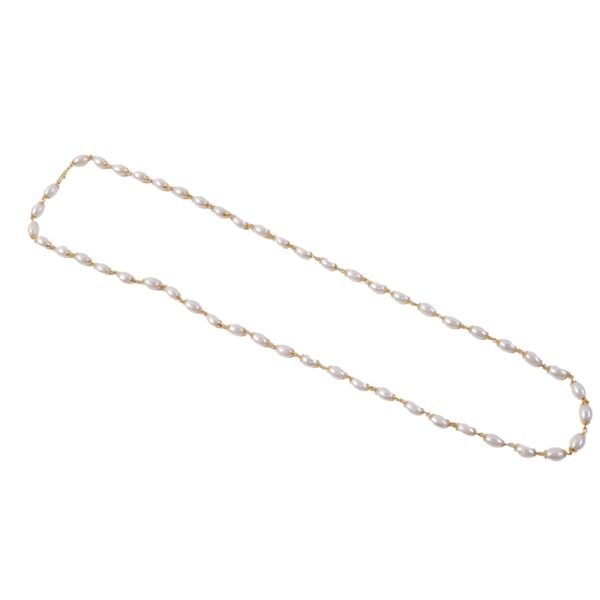 Elegant Pearl Beaded Necklace with Gold-Tone Link Detailing (1 Pc)
