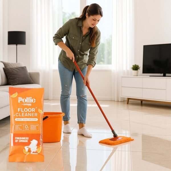 FloorCleaner-05.jpg Pollic Kadam Concentrated Floor Cleaner Sachet – Orange Fresh Fragrance (50 Gm)