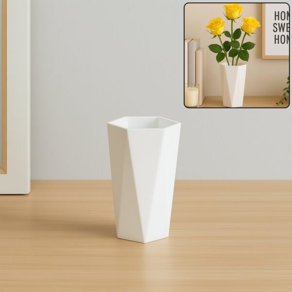 Modern Geometric Hexagon Plastic Flower Vase (1 Pc)