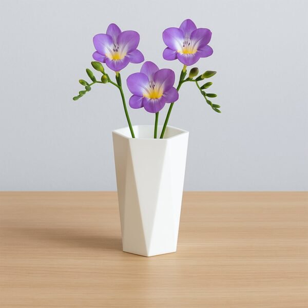 Modern Geometric Hexagon Plastic Flower Vase (1 Pc)