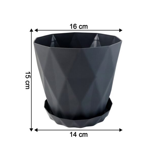 Flower-Pots-06.jpg Diamond Design Plastic Flower Pot Set with Drain Tray (5 Pc)