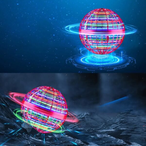 Flying Ball Toys, USB Rechargeable Built-in RGB Lights 360°Rotating Magic Controller