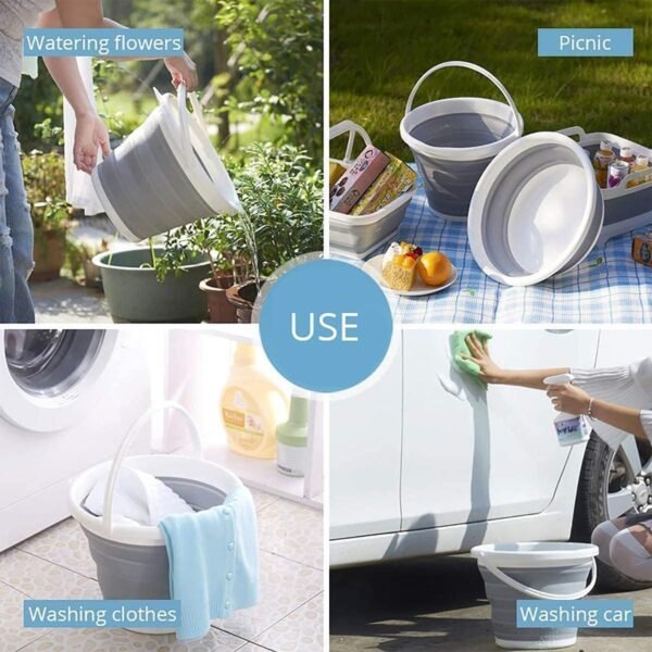 FoldingBucket-03.jpg Collapsible Folding Bucket for Cleaning, Car Wash & Travel (1 Pc / 23x16 Cm)