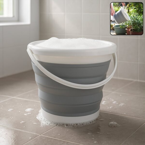 FoldingBucket-WOSKU-01.jpg Collapsible Folding Bucket for Cleaning, Car Wash & Travel (1 Pc / 23x16 Cm)