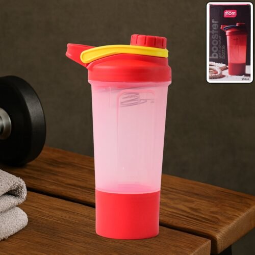 Supermom Plastic Premium Booster Gym Shaker Bottle with Mixing Ball (550ml / 1 Pc)