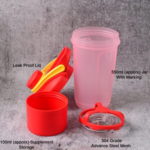 GYM-shaker-bottle-04.jpg Supermom Plastic Premium Booster Gym Shaker Bottle with Mixing Ball (550ml / 1 Pc)