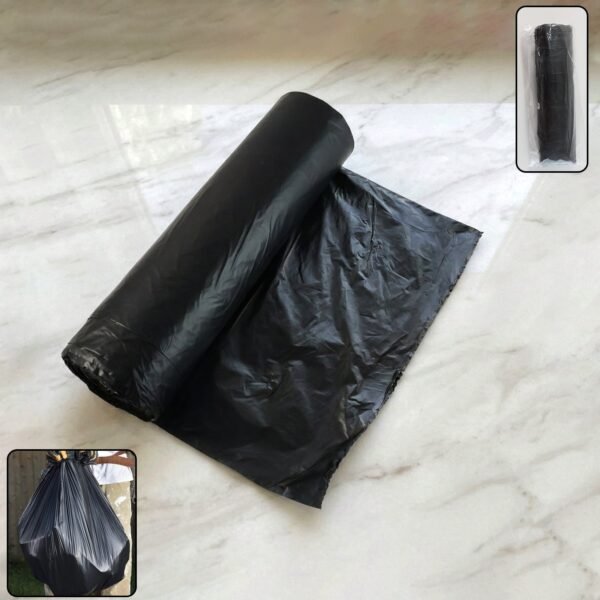 GarbageBag-WOSKU-01.jpg Heavy-Duty Black Garbage Bag Roll for Home & Commercial Waste Disposal (1 Roll)