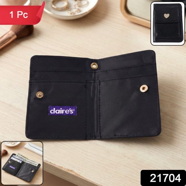 Compact Snap Button Card Holder Wallet (1 Pc)