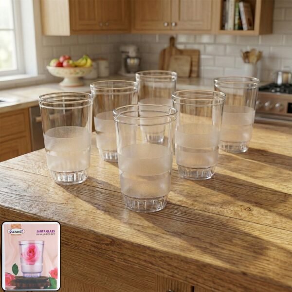 Transparent Janta Drinking Glass Set (300ml, 6 Pc Set)
