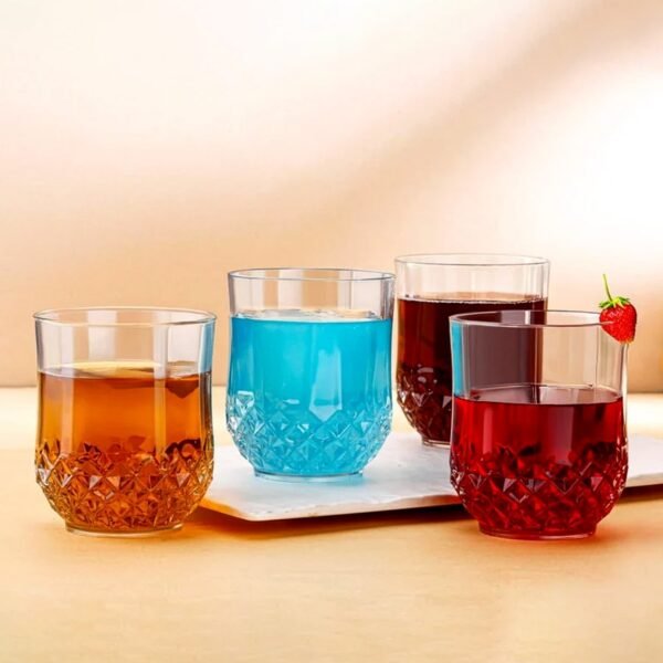Transparent Diamond-Pattern Drinking Glass Set (6 Pc Set)