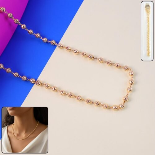 Elegant Gold-Tone Beaded Necklace Chain for Women (1 Pc)