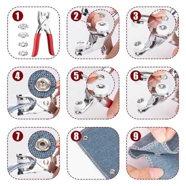 Grommet-Setting-Tool-07.jpg Heavy Duty Snap Button Fastener Plier Tool Kit (1 Set)