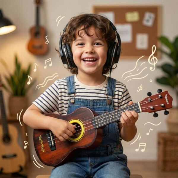 Classic Wooden Ukulele guitar for Kids & Beginners (1 Pc)