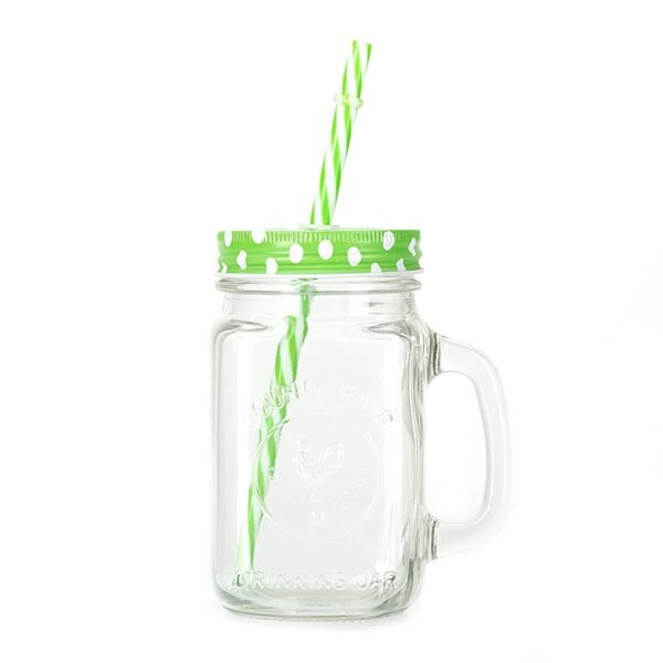 HTB1S3osX8r0gK0jSZFnq6zRRXXaK.jpg Drinking Cup / Glass / Mug Mason Jar with Handle & Straw