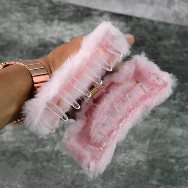 Big-Size Soft Faux Fur Hair Claw Clips (12 Pc)