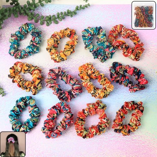 Hair-Scrunchies-01.jpg Set of 12 Stylish Printed Fabric Hairband