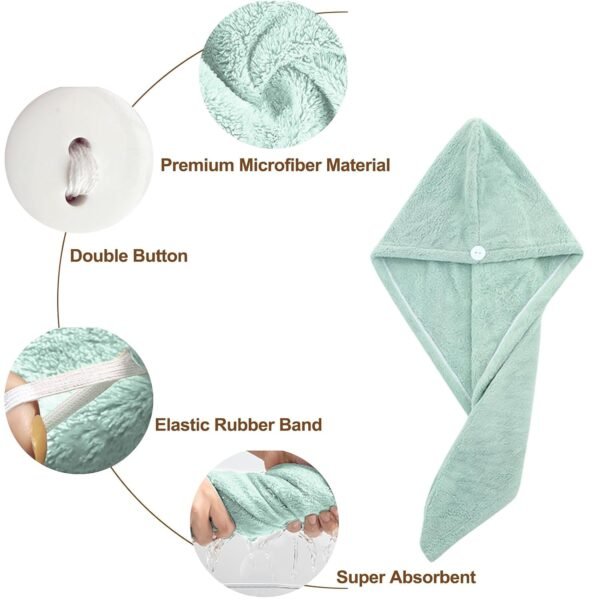 Hair-Towel-Wrap-04.jpg Premium Soft Microfiber Hair Drying Towel Wrap with Button Lock (1 Pc)