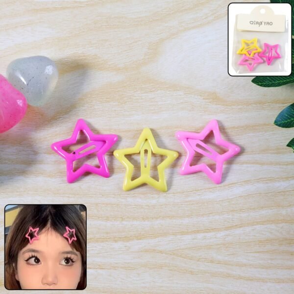 Star-Shaped Hair Clips for Girls - (3 Pc)