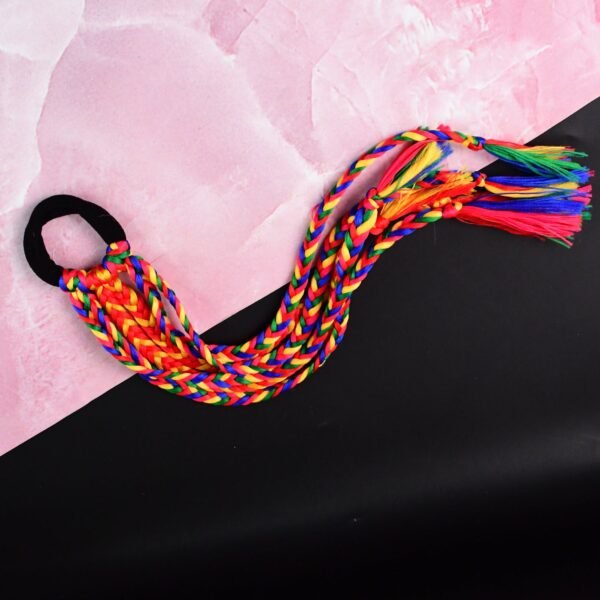 HairString-02.jpg Traditional Multicolor Braided Hair Extension with Tassels
