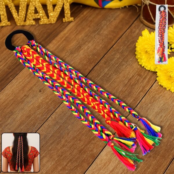 HairString-WOSKU-01.jpg Traditional Multicolor Braided Hair Extension with Tassels