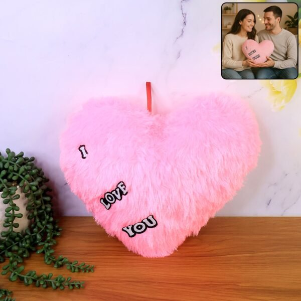 Heart-Shape-Pillow-01.jpg Soft Plush Heart Shape Cushion with "I Love You" (1 Pc)
