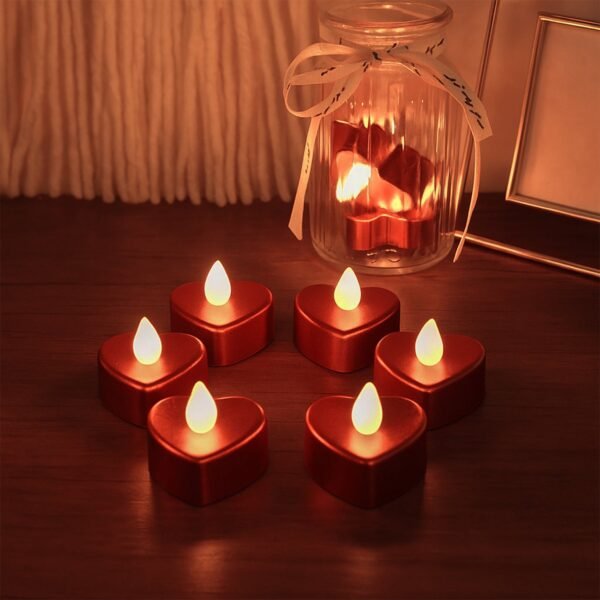 Heart Shape LED Flameless Decorative Candles (6 Pc / Set)