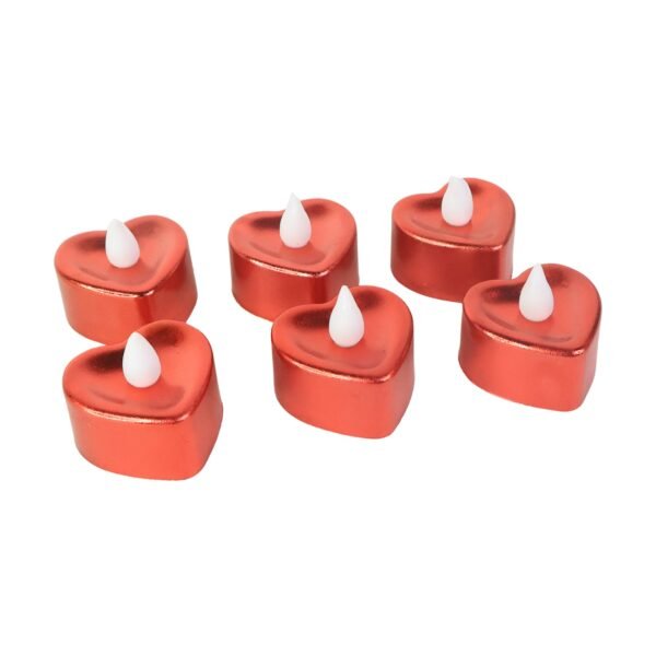 Heart Shape LED Flameless Decorative Candles (6 Pc / Set)