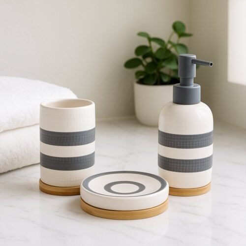 Premium 3-Piece Ceramic Bathroom Accessory Set