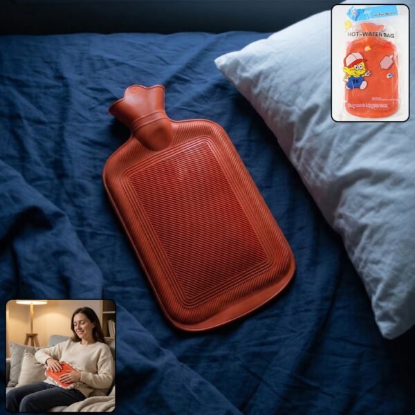 HotWaterBagRed-WOSKU-01.jpg Premium Rubber Hot Water Bag for Pain Relief (31x18 Cm)